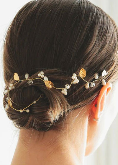 Made in JAPAN パール＆リーフヘアドレス