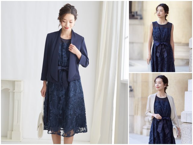 結婚式のスーツに最適！刺繍レースのワンピーススーツ