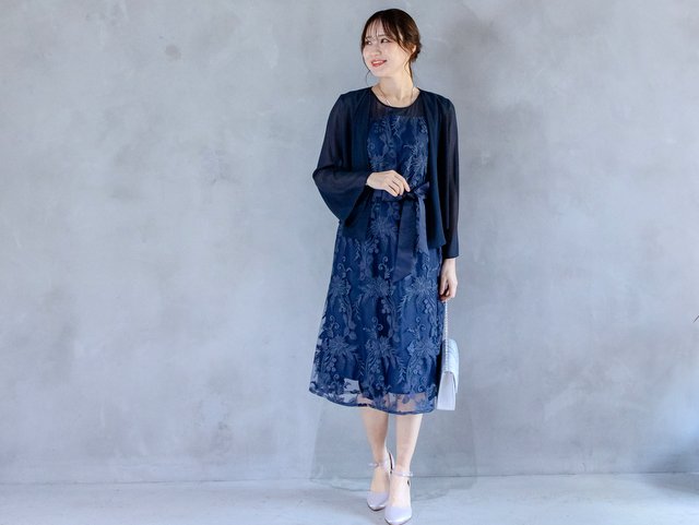 刺繍レースとシフォンのセットアップ
